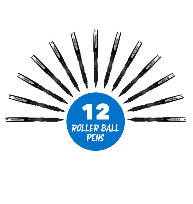 I-N-C Inc. R2 Precision Rollerball Pens - 0.5 mm Ultra Fine-Point Pen Set With Comfort Grip for School, Office, Writing, and Journaling, 12 Pack, Black Ink - Image 4